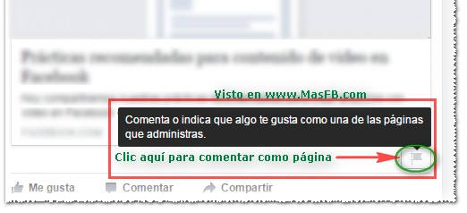 Comentar como página en Facebook - MasFB