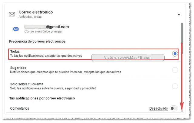 Cómo dejar de recibir emails de Facebook - MasFB
