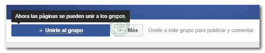 Botón unirte al grupo como página en Facebook