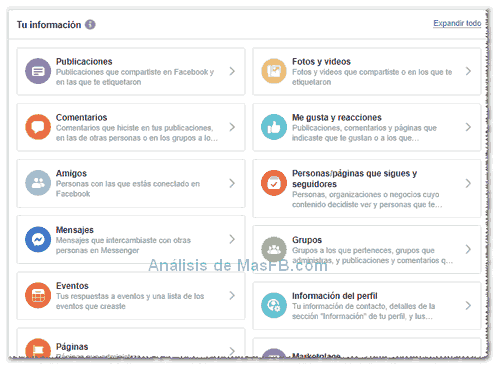 Tu información en Facebook - MasFB