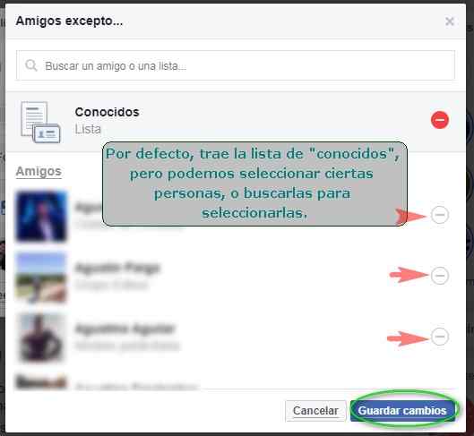 Privacidad: Amigos Excepto - MasFB