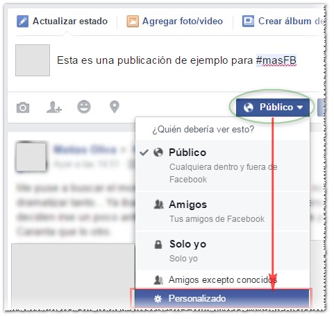 Opciones de privacidad en publicaciones - MasFB