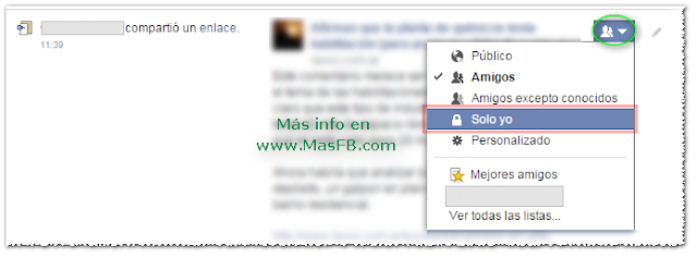 Solo yo en el Registro de Actividad en Facebook + MasFB