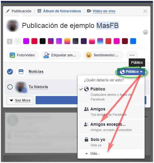 Cómo ocultar la publicación a algunas personas - MasFB