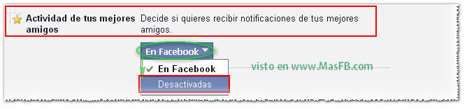 Desactivar notificaciones de los amigos en fb - MasFB