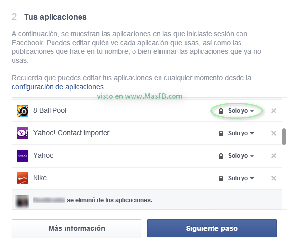 Privacidad Apps - Mas Facebook