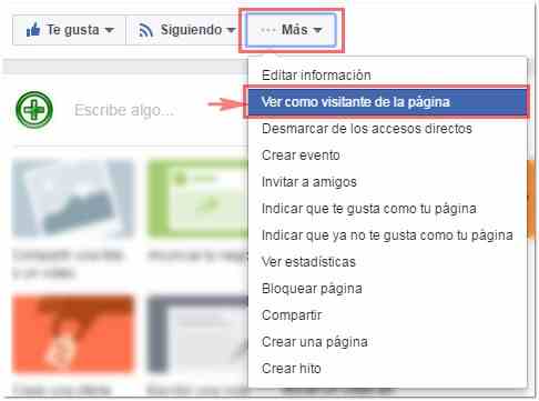 Ver como visitante de la página de Facebook - MasFB