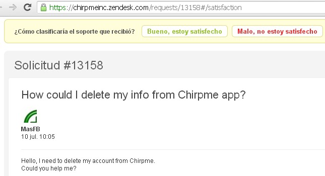 Borrar Chirpme 2013