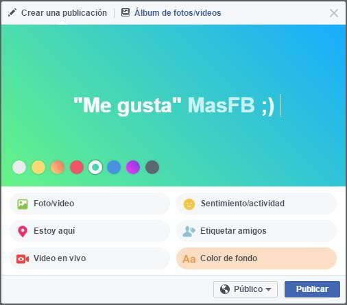 Cómo escribir con fondo de color en Facebook - MasFB