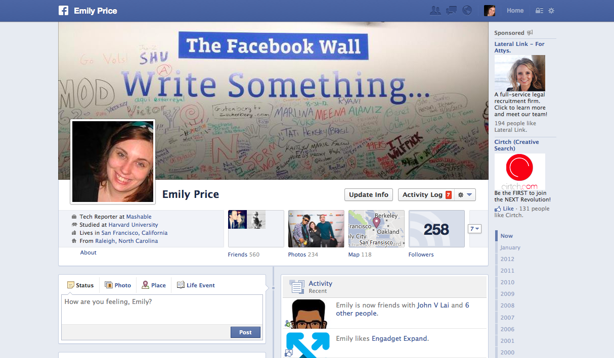 Facebook cambia biografia