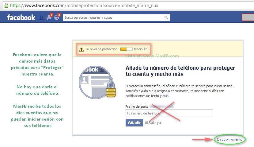No dar el número a Facebook