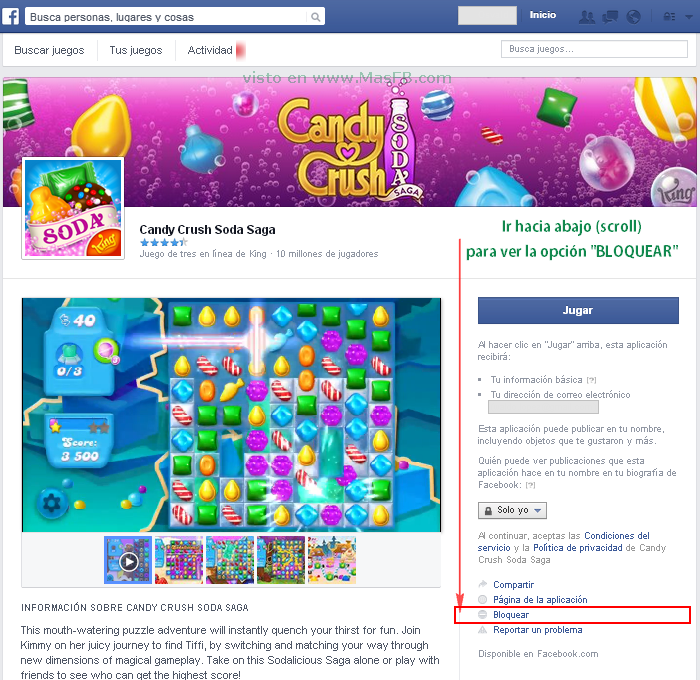 Bloquear juego desde el centro de aplicaciones - MasFB