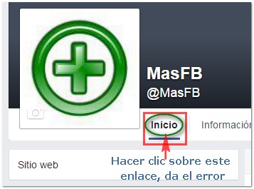 Enlace a inicio en pagina Facebook - MasFB