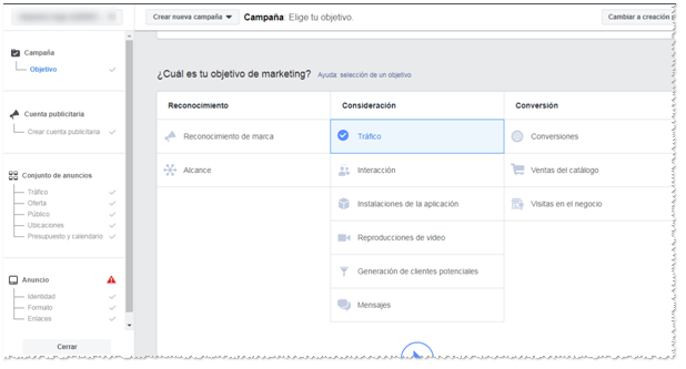Objetivos del anuncio Facebook - MasFB
