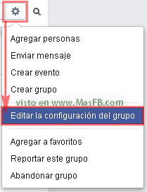 Editar la configuración del grupo - MasFB