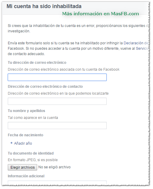 Recuperar cuenta de Facebook - MasFB