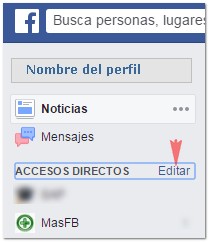 Editar accesos directos en Facebook - MasFB