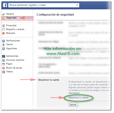 Cerrar Facebook temporalmente - MasFB