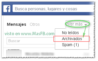 Buscar mensajes archivados en Facebook MasFB