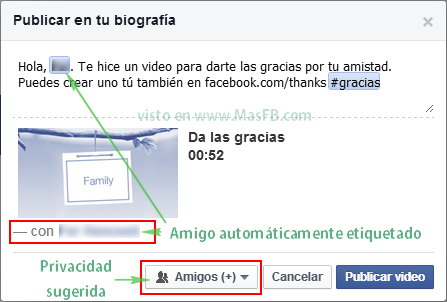 Compartir video Da las gracias en Facebook - MasFB