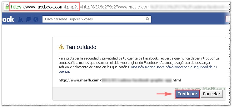 Facebook mensaje ten cuidado