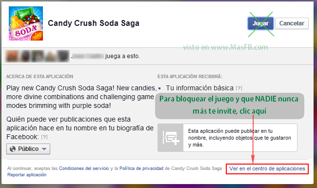 Ver juego en el centro de aplicaciones - MasFB