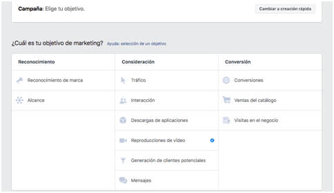 Definir el objetivo de la campaña Facebook - MasFB