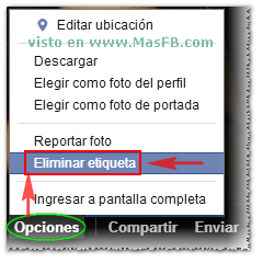 Cómo eliminar etiqueta en foto Facebook - MasFB