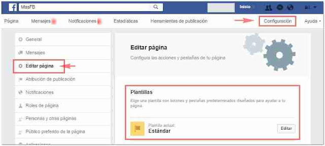 Plantillas en Facebook Fanpage - MasFB