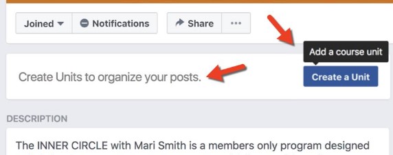 Crear unidad en grupos de Facebook - MasFB