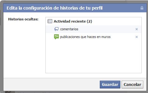 Editar actividades ocultas en el perfil Facebook